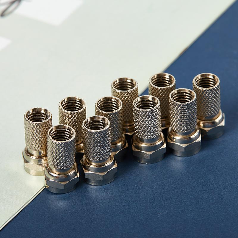 10 Pcs Metal Twist On Rg6 F Type Coaxial Cable Connector Plugs For Tv Satellite