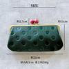 ASIAN ZACCA Cbr0002 Genuine Leather Double Kiss-Lock Long Wallet Dot Greige Square Frame Wooden Bead Clasp Made In Japan