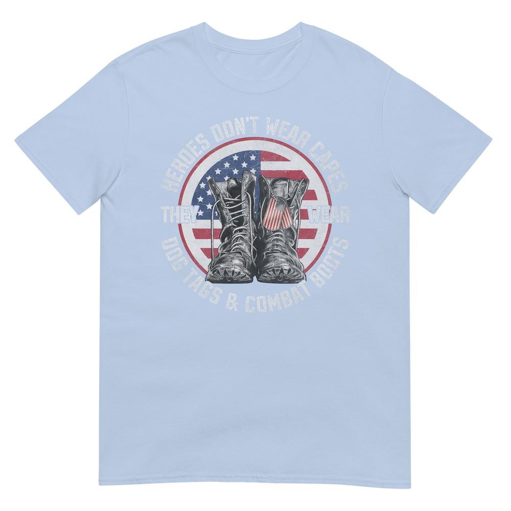 Heroes Dont Wear Capes They Wear Dog Tags Combat Boots Unisex Tshirt S