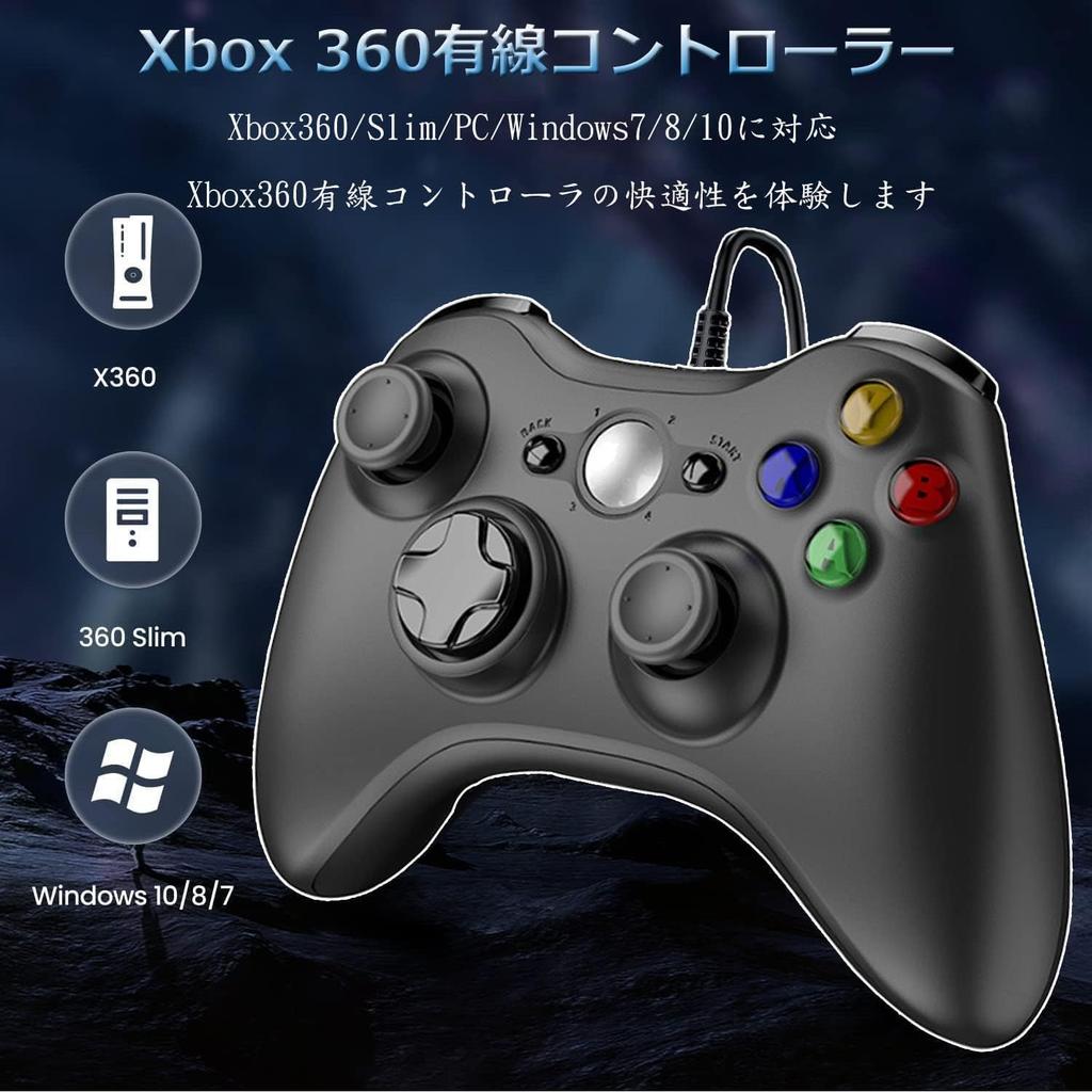 Elnicec Wired Xbox Controller New Xbox 360 PC Wired USB No Ergonomic Dual Upgraded Compatible with Microsoft Xbox Slim Windows and Includes 2 Assist