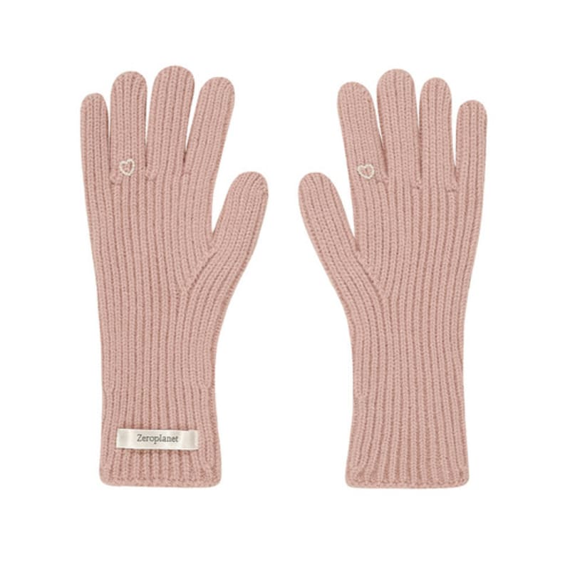 ZEROPLANET Heart Fingerhole Knit Gloves [PINK]