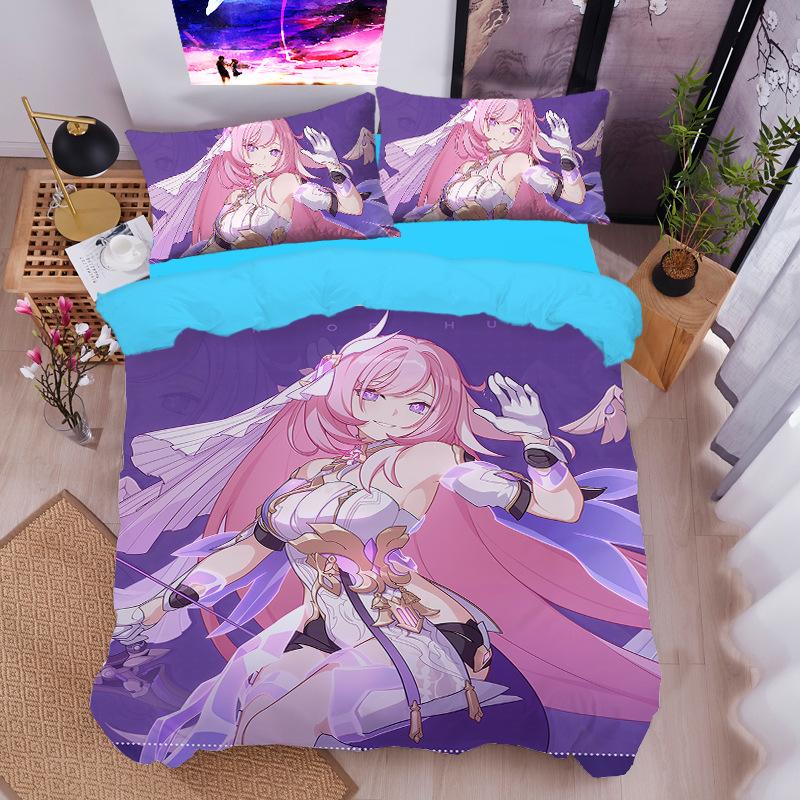 Anime Elysia Bedding Sets Japanese Anime Two-Dimensional Girl Duvet Cover Set Kawaii Sexy Girl Quilt Cover 2/3Pcs