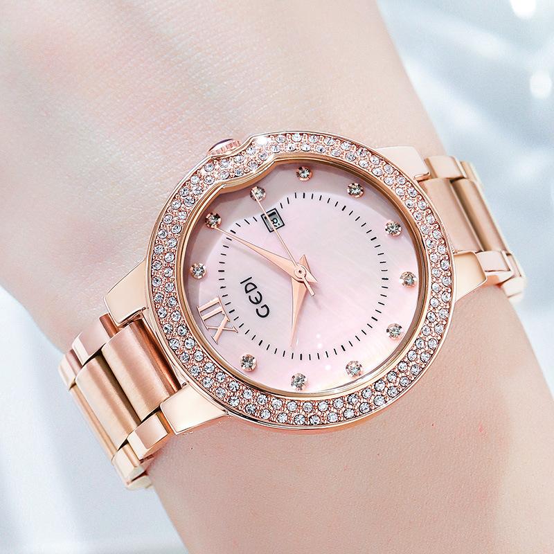 Large Dial Steel Strap Watch Women S Fashion Diamond-Encrusted Waterproof Quartz Watch