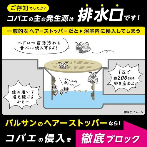 LEC Balsan Hair Stopper for Bathtubs and Drains, Effective Ingredients Kneaded Into the Drain, Keeps Hair In Place with a Swirling Water Flow, Dark Gr