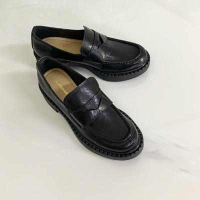 Punkt zweites Haar! Mode vielseitig neue Ein-Pedal-Dicksohle erhöhte dicke Ferse faule Slipper Einzelschuhe kleine Lederschuhe