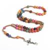 Colorful Cross Rose Prayer Beads Necklace - Easter Gift Jewelry