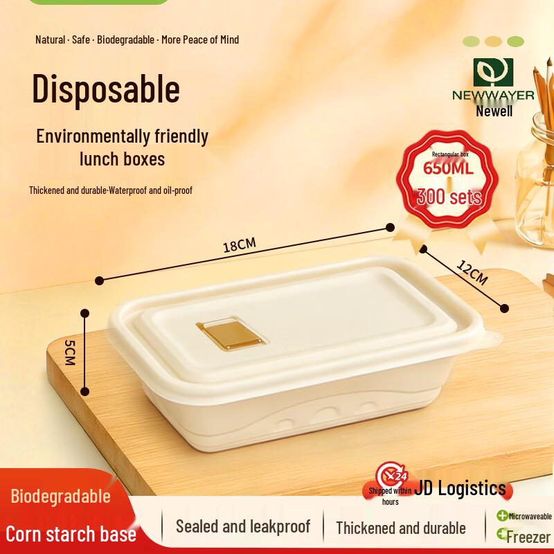 650ml Degradable Corn Starch Rectangular Food Containers