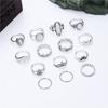Fashion Women Carved Starry Sky Rhinestone Knuckle Rings Set 14 In 1