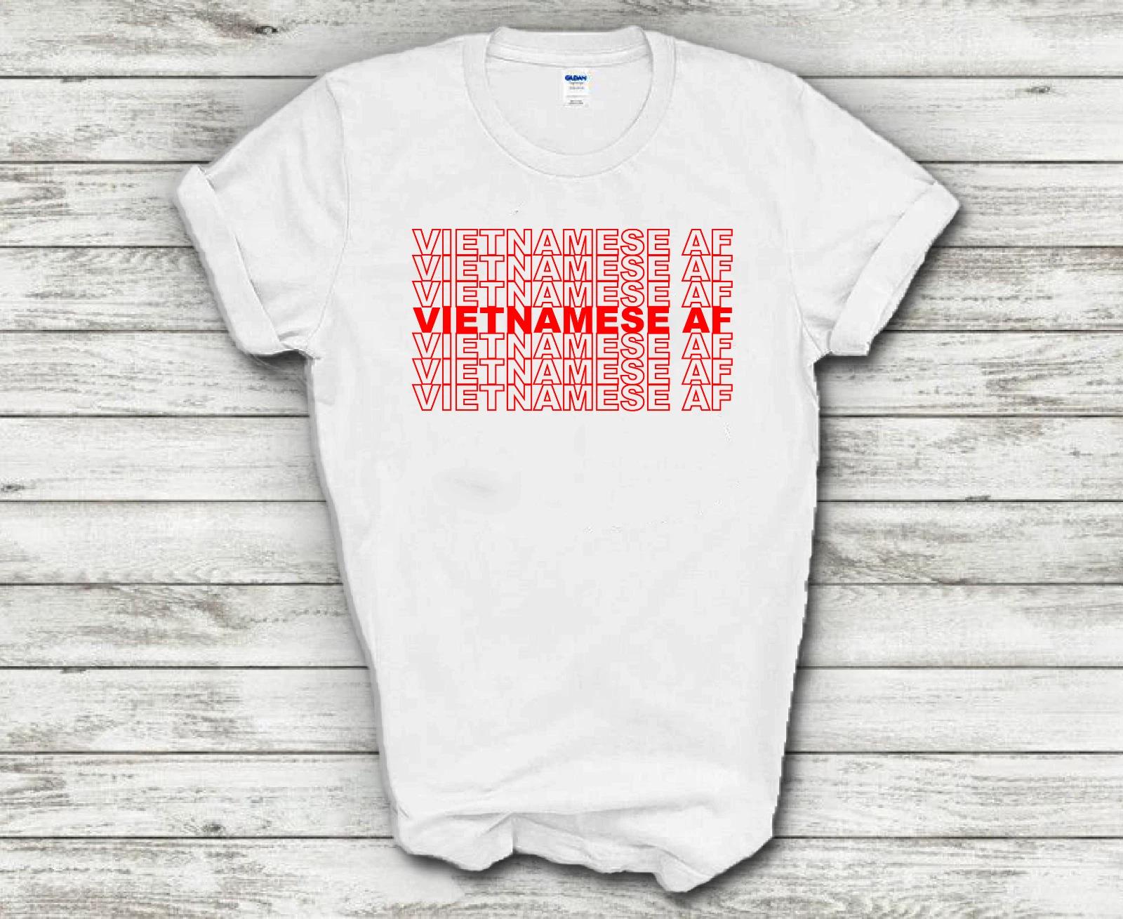 Vietnamese AF Red White Viet American Pride Funny Cotton Tee Shirt L