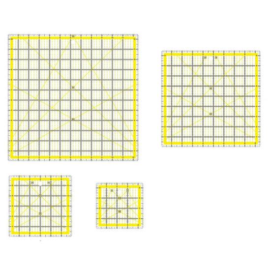 Yousheng 4Pcs Acrylic Quilting Ruler 4.5/6/9.5/12.5-Inch Square Fabric Cutting Patchwork Ruler with Clear Mark DIY Sewing Craft Projects Template