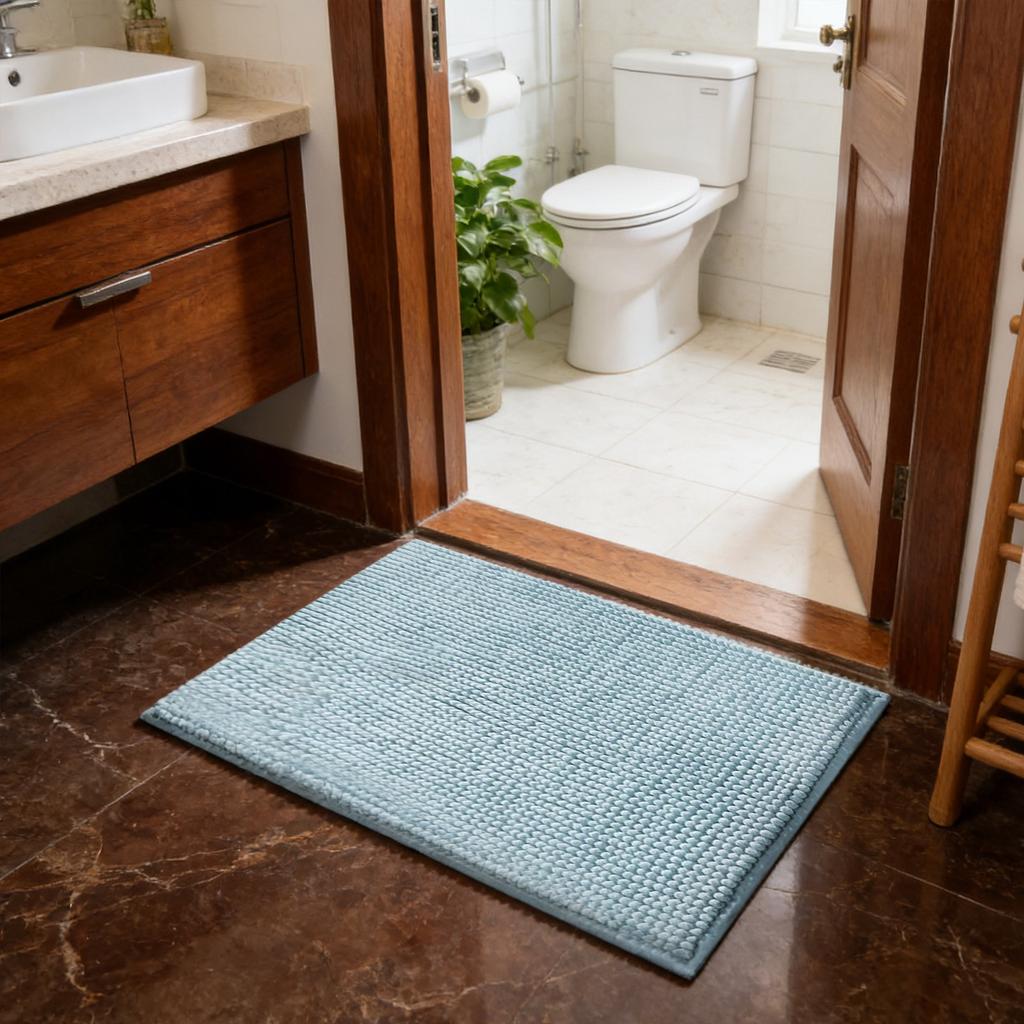 Bathroom Mat, Made Of Thick, Soft, Absorbent Chenille Fabric, Quick-drying Microfiber Material, Rubber Backing, Washable, Suitable For Shower Floors.