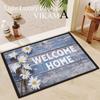 Wood Grain Flowers Crystal Velvet Floor Mat Entry Door Mat Foot Mat Valentine's Day Flower Home Decoration Small Carpet