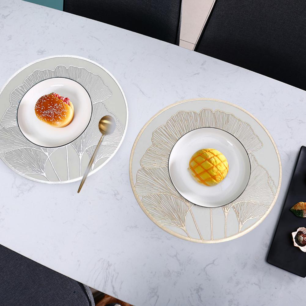 Water Cup Coaster Round Heat Resistant Placemat Ginkgo Leaf Design Gold Silver Table Mat Insulated Plate Mat
