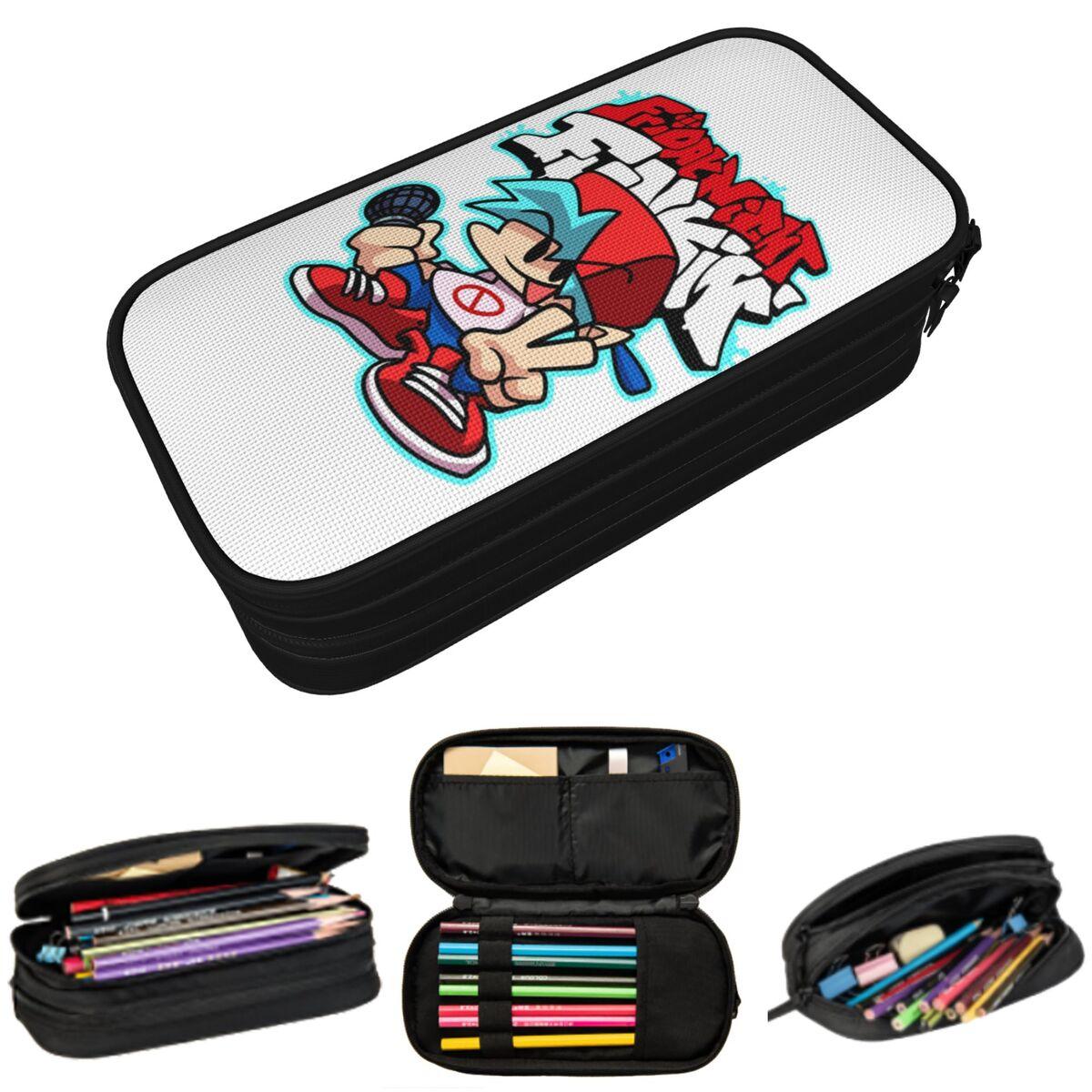 Freitag Nacht Funkin Federmäppchen für Schüler Schul-Stiftebox Stiftebeutel Schreibwaren Stifthaltertasche 21x10.5x5cm white