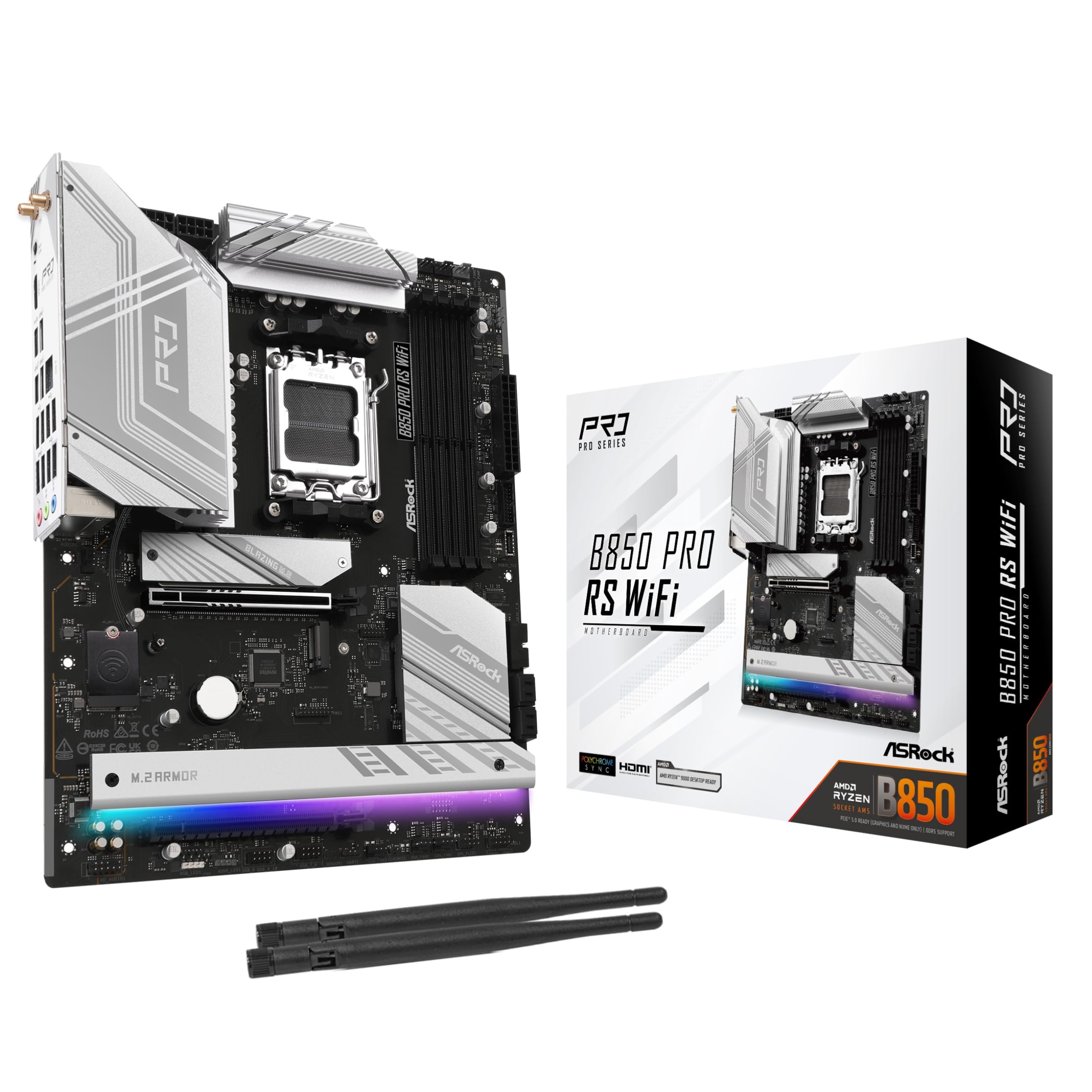 

ASRock B850 Pro RS WiFi DDR5 ATX Motherboard for AMD Ryzen Series CPUs Japanese Retailer Motherboard, 9000/8000/7000 (Socket AM5) [Official Product]