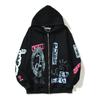 Skull 3D Print Zip-Up Hoodie Men Women Casual Hip Hop Loose Fit Sweatshirt