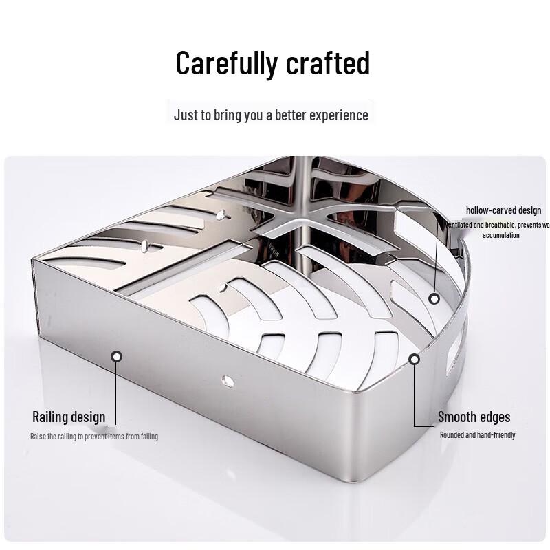 Honggong Stainless Steel Drill-Free Bathroom Corner Storage Shelf