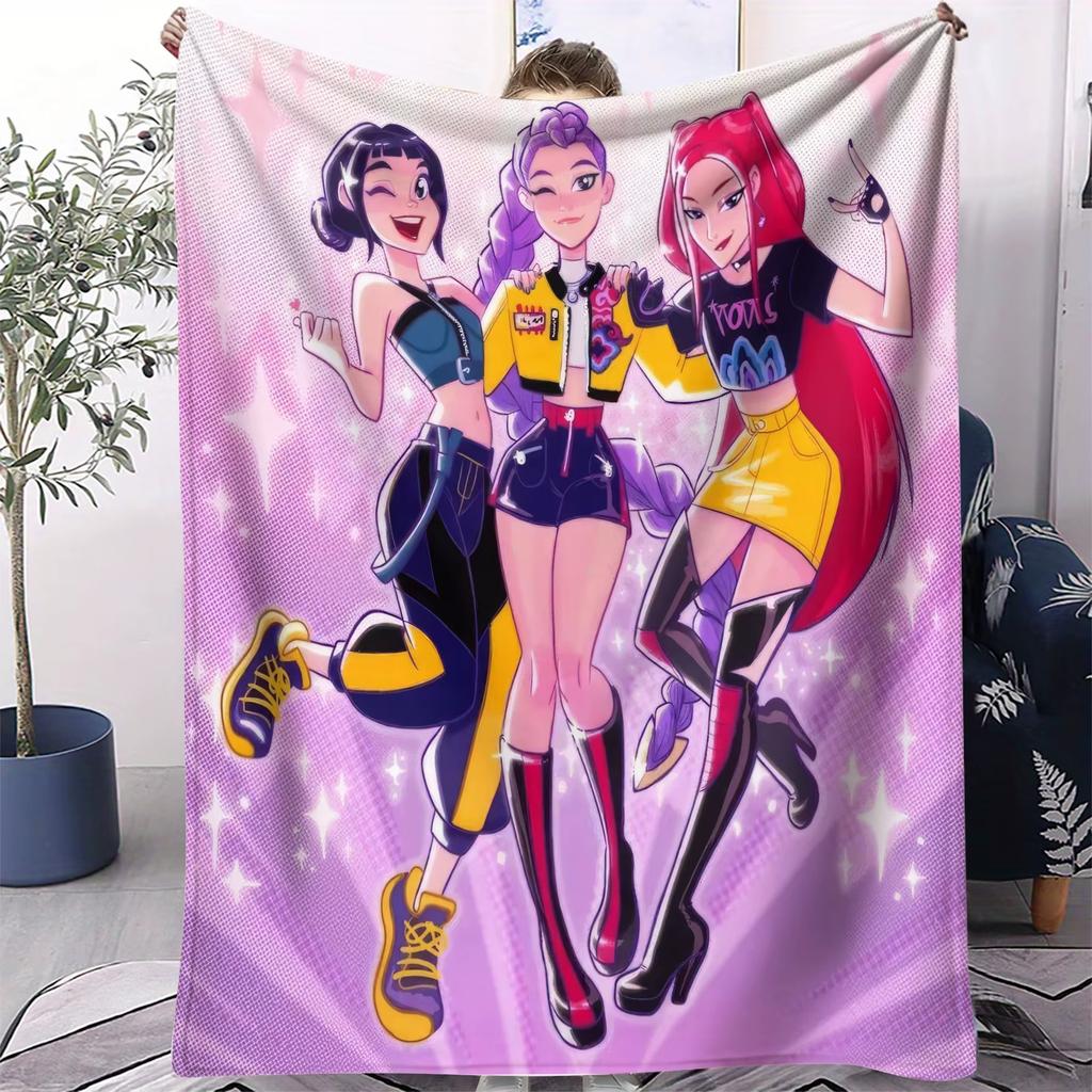 K Pop Demon Hunters Blanket Hot Rumi Mira Zoey Printed Multifunctional Flannel Throw Fan Gifts for Home Leisure Camping Travel