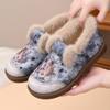 Cotton Shoes Women Winter Casual Peplum Cotton Boots Fashion Embroidered Snow Boots Padded Thickened Moms Shoes Outdoor Hiking Cold Winter Shoes