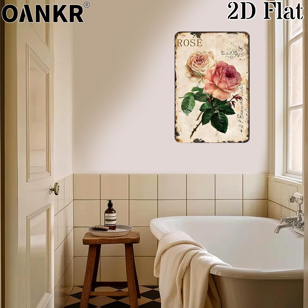 Vintage Garden Art Poster Metal Tin Sign Ideal Gift x Inch Rose Floral Posters Metal Signs for Backyard Bedroom Home Wall