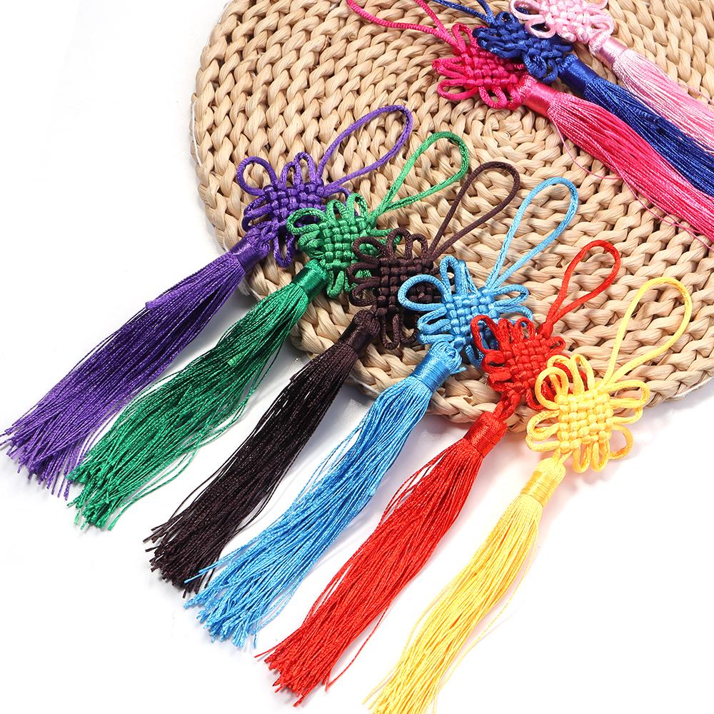 10pcs 21cm Chinese Knot Tassel Colorful Silk Fringe Tassel Trim For New Year Gifts Spring Festival Home Decoration Accessories
