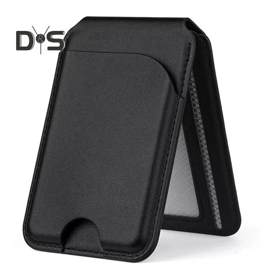 

Карман для карт для iPhone 16/15/14/13/12 для Mag-Safe Wallet, легкий магнитный кошелек для телефона, искусственная кожа, блокирующий RFID, держатель для карт, регулируемый угол чёрный