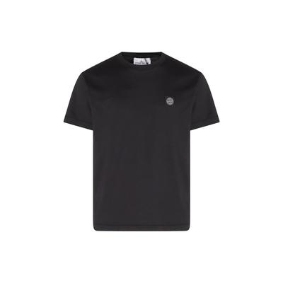 STONE ISLAND T-shirt da uomo a maniche corte con scollo rotondo e patch logo tinta unita SS23 Top Neri 101524113-V0029