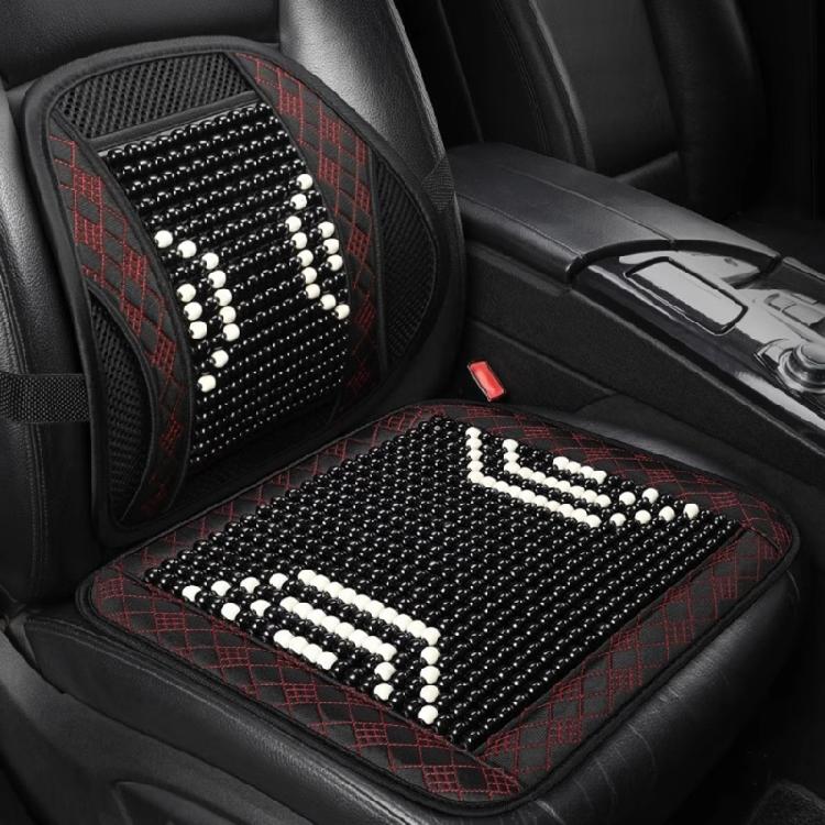 Cooling Seat Pad Back Cushion Car Accessory Ventilated Beaded Seat Cover Vehicle Chair Lumbar Back Brace Support Cushion