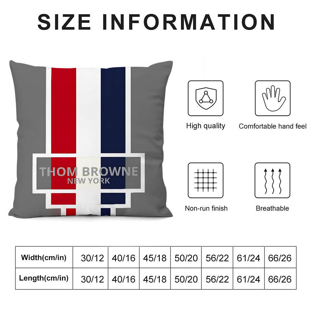 Luxury T_Thom B-Browne Pillow Case Plush Fabric Soft Double Sided Print Sofa Cushion Cover Throw Pillow Covers
