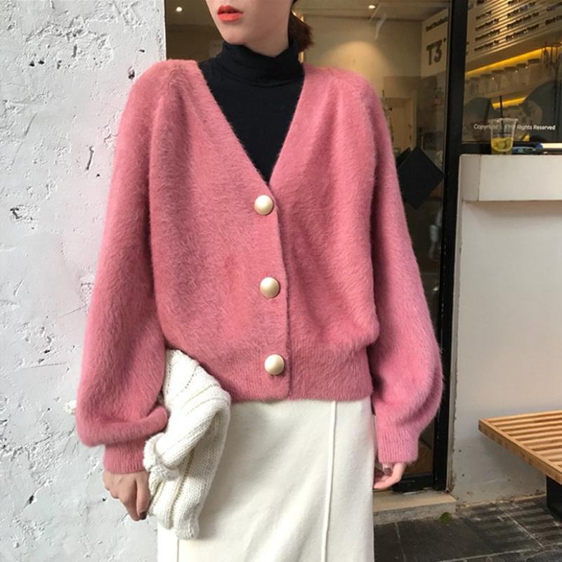 Women's Imitation Mink Fur Coat for Spring, Autumn and Winter Temperament Commuting Short Loose Korean-Style Knit Cardigan
