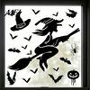Retro Horror Party Supplies Halloween Static Sticker, with Witch/Ghost/Castle/Bat Silhouette Patterns, Durable PVC Waterproof Stickers Wall