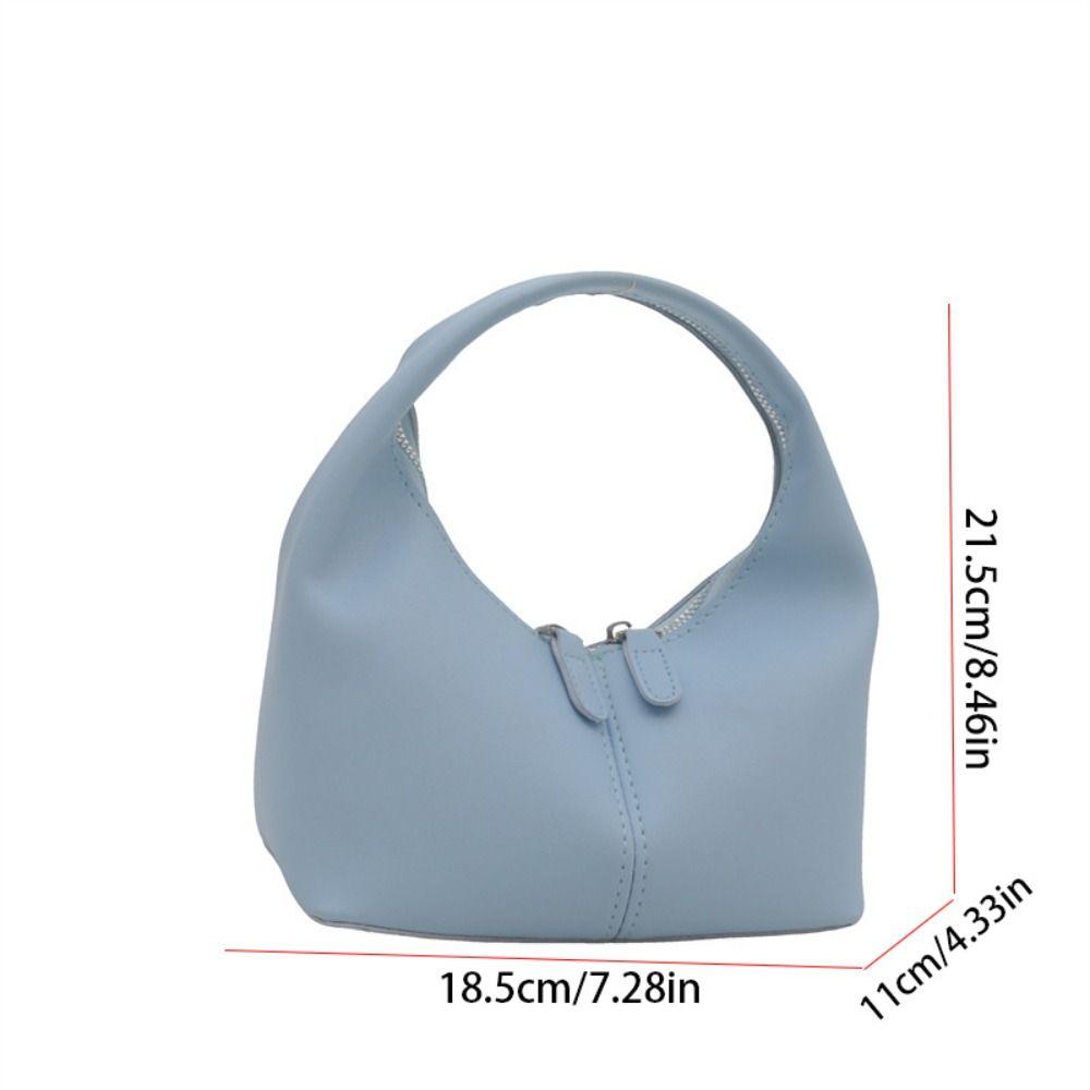 Small Bag Pu Leather Handbag Candy Color Crescent Bag Fashion Underarm Bag  Travel