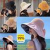 Faltbarer Sonnenhut aus Polyester mit breiter Krempe und Windband für Strand und Outdoor-Aktivitäten