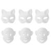DIY Pappmaché Japanische Maske Halbgesicht Handbemalt Katze Weiße Maske Maskenball Halloween Festival Cosplay Requisite