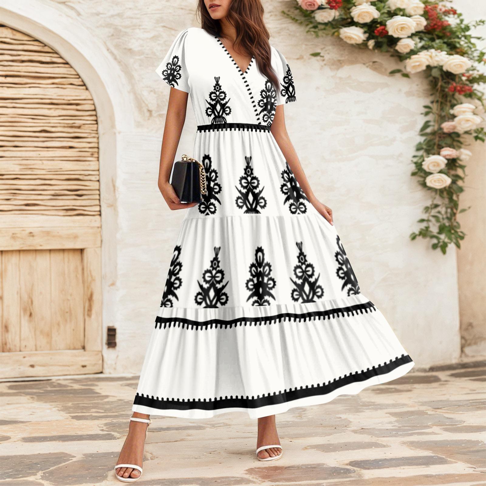 

Женские струящиеся платья Женские летние платья Повседневные платья макси с коротким рукавом Официальные платья макси XL белый