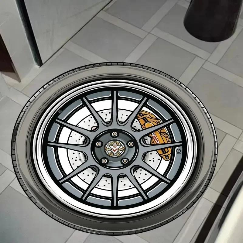  Disney Creative Wheel Car Tire Round Rug Carpet for Bedroom Non-slip Rugs  Area Rug Soft Foot Mats Room Floor Mat Decor