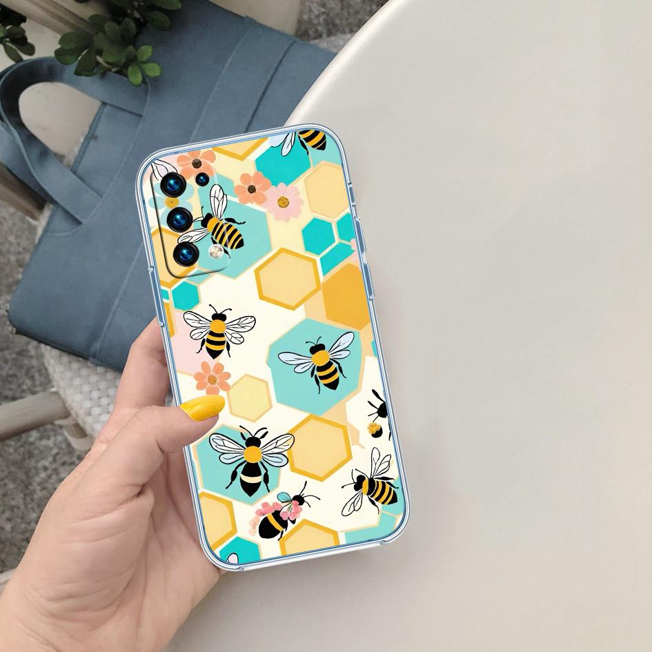 FM5 Art Bees Cartoon Soft Shell Transparent Phone Case for Samsung Galaxy A04 A04S A14 A23 A34 A54 M23 M33 M52 M53