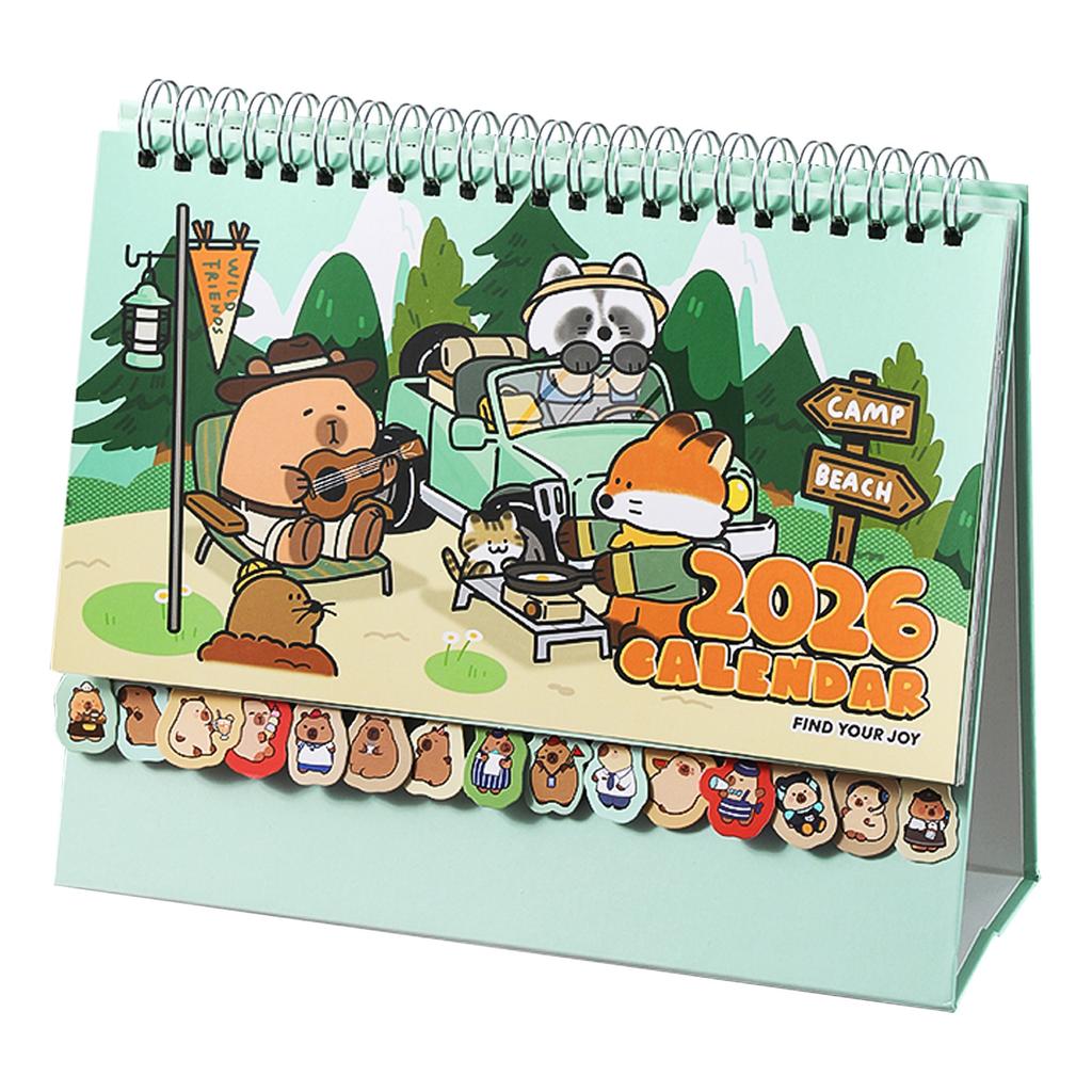 Tischkalender - Neues Cartoon-förmiges Notizbuch - 12-Monats-Vertikalkalender - Geeignet für Freunde, Familie, Schule, Arbeitsplatz, Wohnung, Kunstatelier