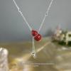 S925 Sterling Silver Cinnabar Gourd Tassel Necklace - Versatile Clavicle Chain Gift for Her