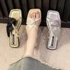 Sandals Half Drag Women's Summer Wear New Versatile Design Flat Bottom Women's Slippers Silver