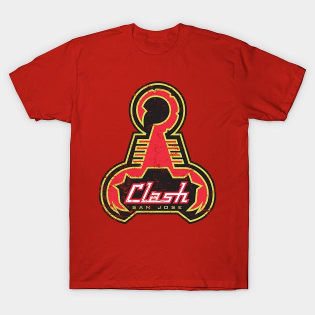 Men Black Print T-shirt San Jose Clash No-Cut Transfer Paper Print Cotton Tshirt M