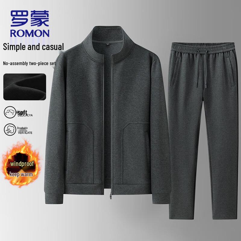 

Romon Men s Stand Collar Cardigan Sweatshirt Set 3XL
