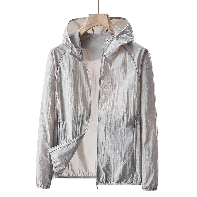 Sunscreen Clothing Outdoor Cycling Men's Hooded Light and Breathable Nylon Yarn Summer Trench Coat Mountaineering Jacket