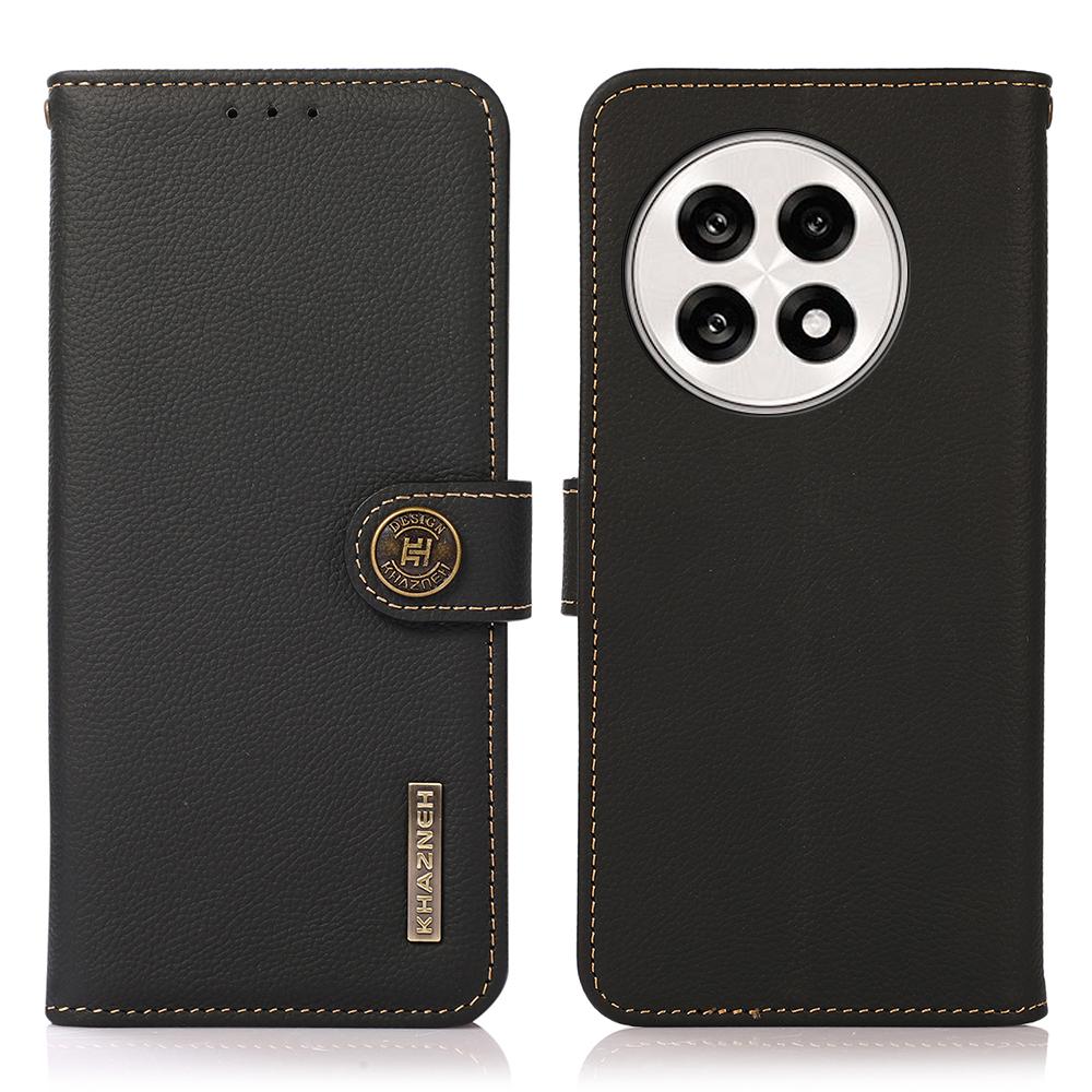 

KHAZNEH Wallet Case for OnePlus 13R 5G/Ace 5 5G/Ace 5 Pro 5G Genuine Cow Leather Phone Cover Black