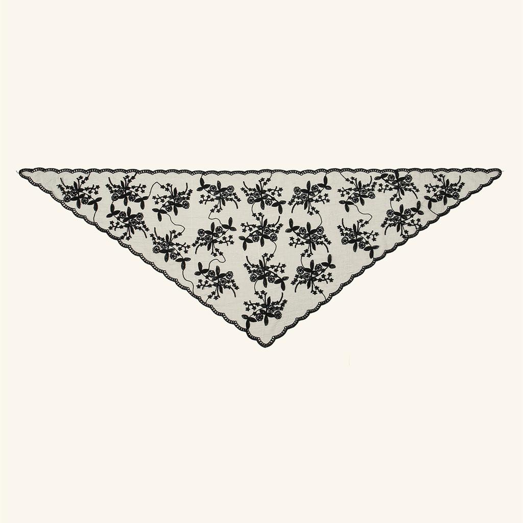 Eleganter Spitzenschal Aushöhlmuster Stickerei Foulard Bandana Einfarbig Dreieckstuch Dünne Vintage Taschentücher für Haare Frau