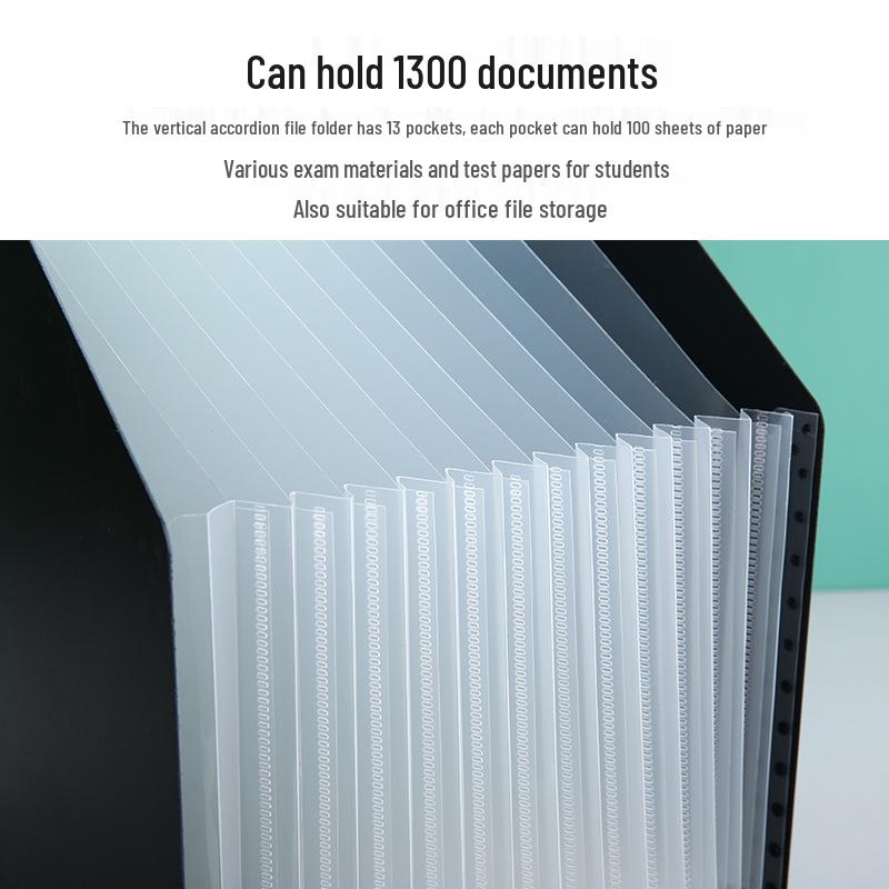 A4 Large-Capacity Accordion Document Bag for Student Test Paper Storage