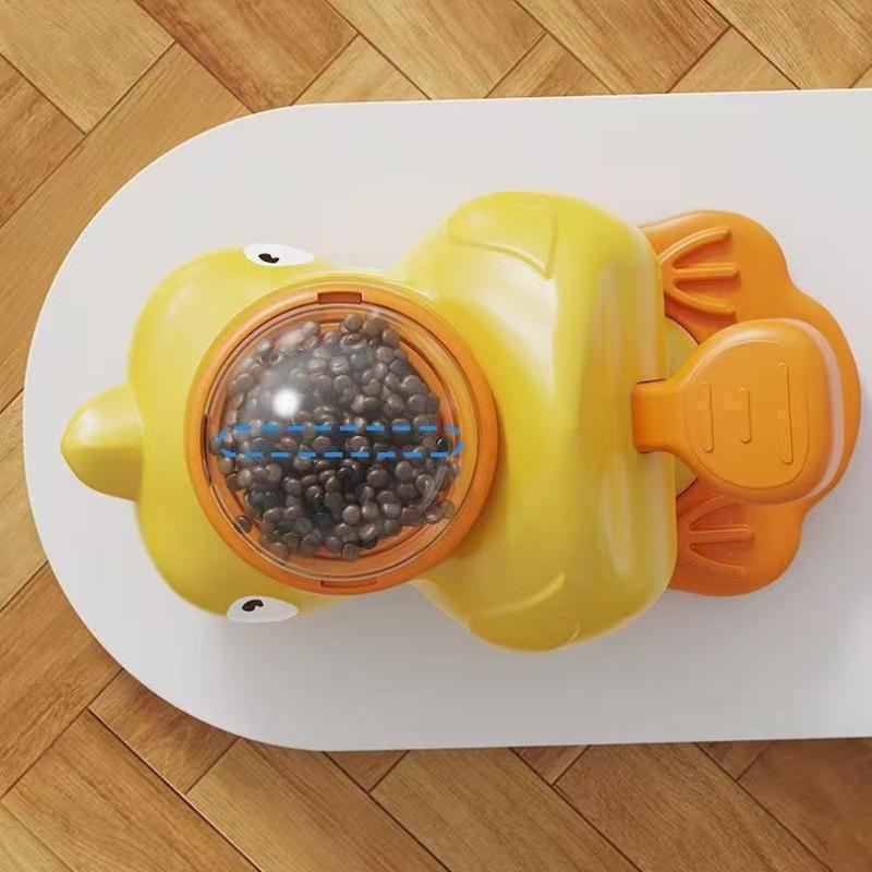 Yellow Duck Shape Cat Treat Dispenser Toy, Interactive Self-Play Pet Toy, Food Leaking Thrower Toy For Cats, Indoor Cat Entertainment Pet Supplies