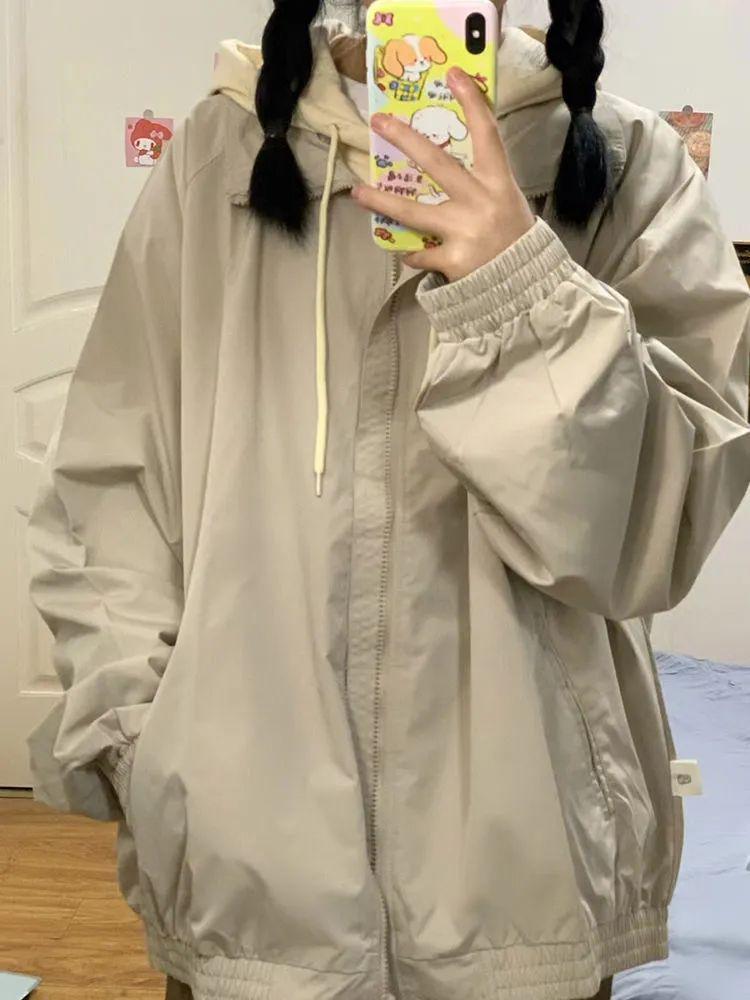 Women's Vintage Japanese Style Windbreaker: Casual Spring/Autumn Loose Fit