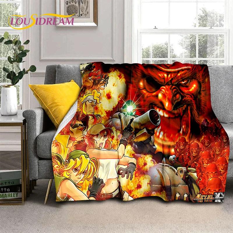 Cartoon Metal Slug Gamer Retro Game Blanket,Soft Throw Blanket for Home Bedroom Bed Sofa Picnic Travel Office Cover Blanket Kids