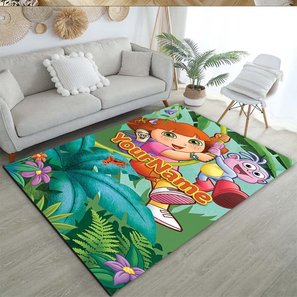 Dora Explorer Personalized Text Floor Rug Office Rug Design for Game Room Decorate room Playrooms Balcony Antislip Carpet Office home decor